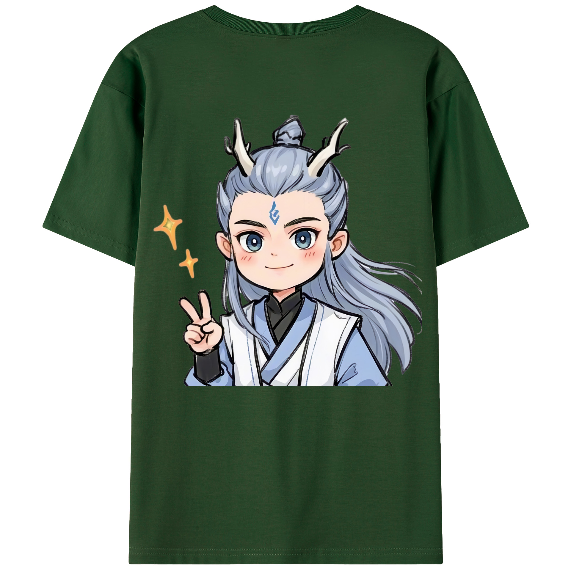 （画像用） Ne Zha 2 ナタ 魔童の大暴れ 綿100％半袖Tシャツ（背面プリント）